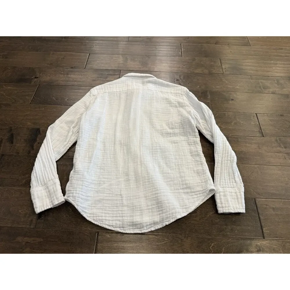 J Crew Garcon Classic Fit Womens White Button Up Long Sleeve Linen Shirt Size 4